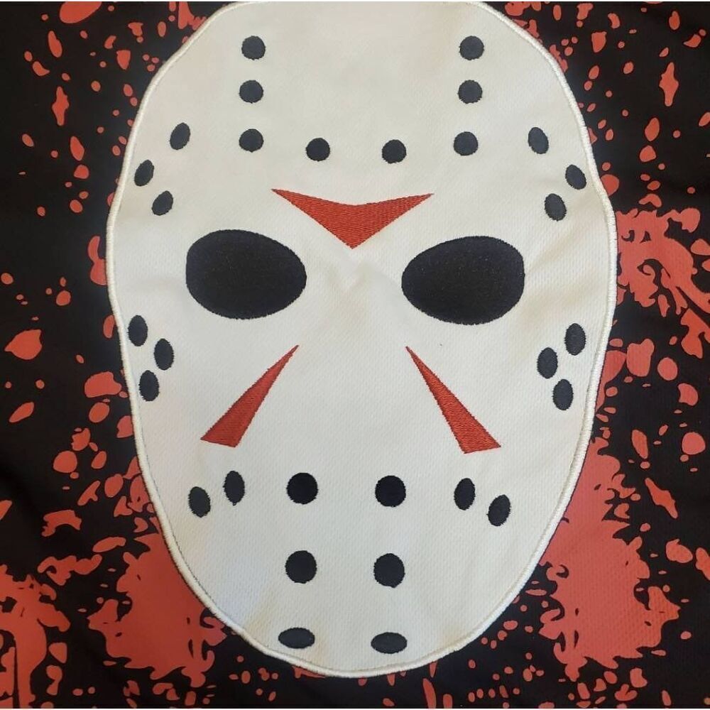 Friday The 13th Jason Voorhees Embroidered Hockey Jersey Front and Back Graphic - Picture 3 of 11